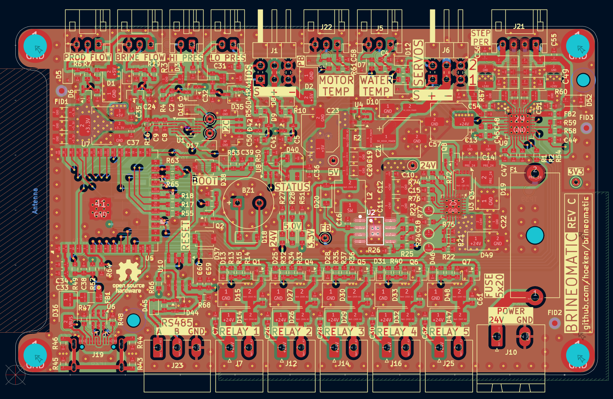 Layout of Revision C in Kicad.